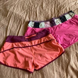 2 pairs Lululemon athletic shorts